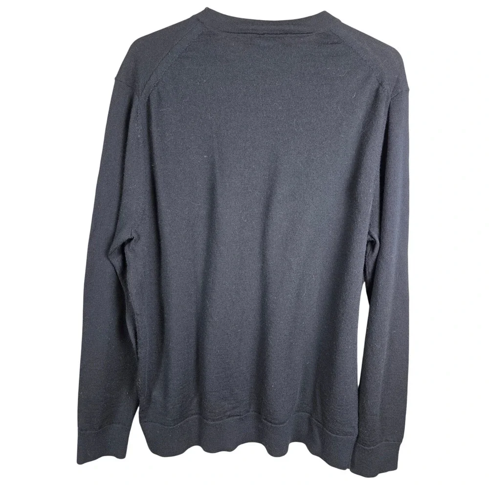 Banana Republic Men‎ XL 100% Merino Wool Sweater Black Academia Preppy Layering